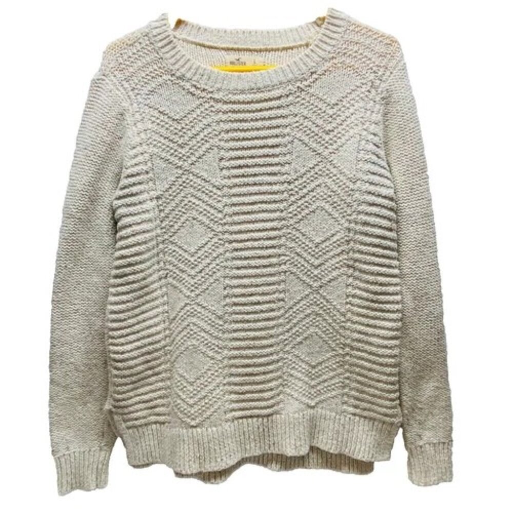 Hollister Knit Sweater Women's Large Oatmeal Heather Comfy Pullover Crewneck GUC